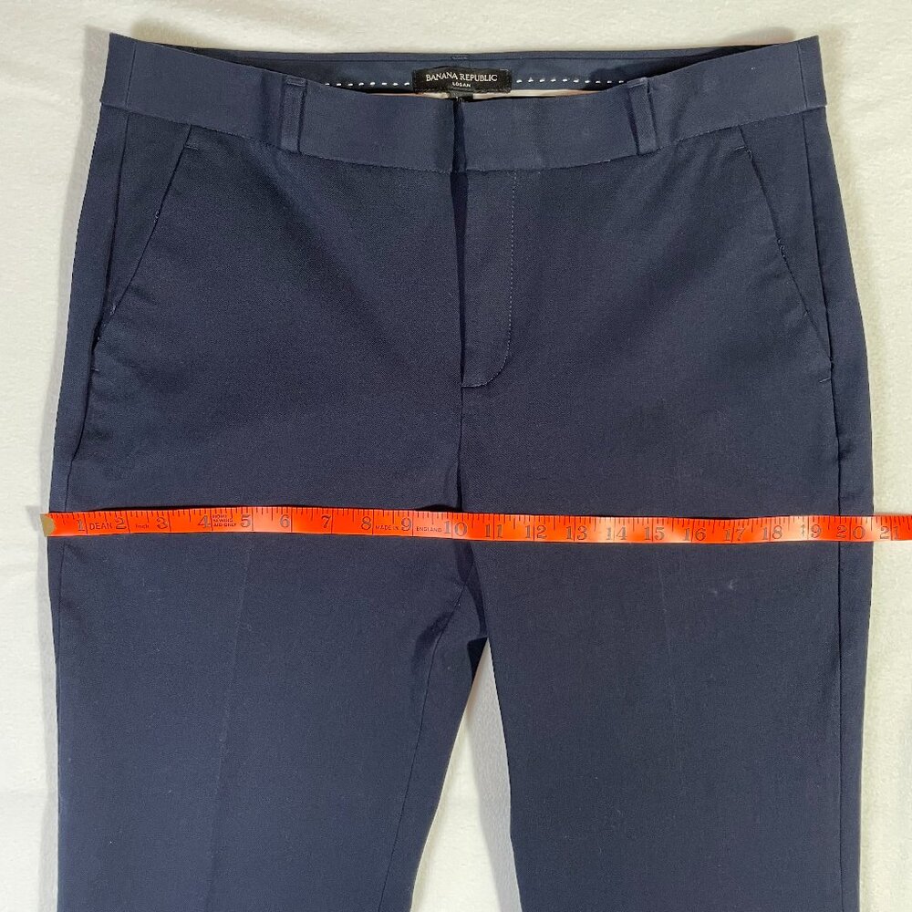 Banana Republic Logan Trousers Navy Blue Cotton Blend Stretch Size 10 L - Picture 9 of 16